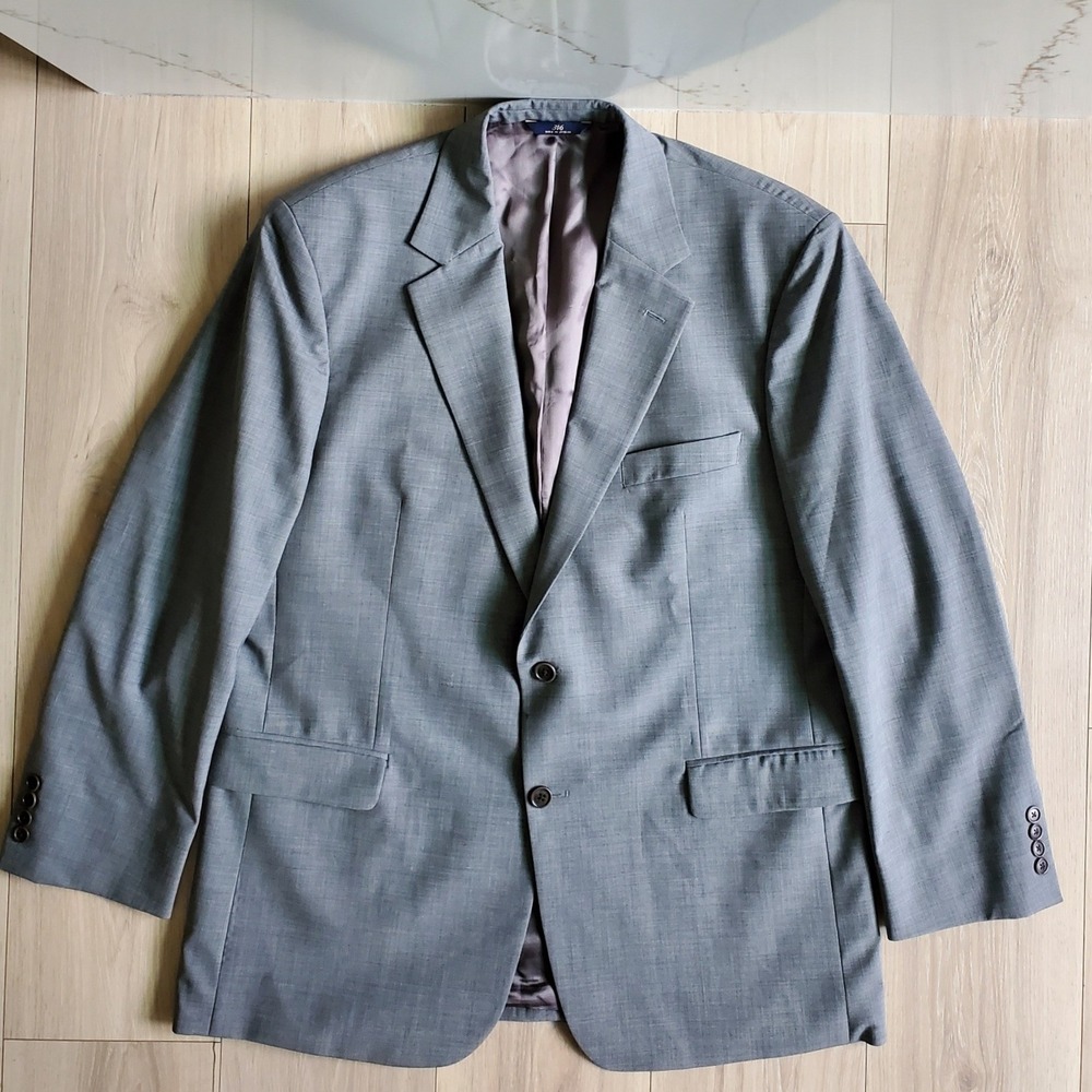 Brooks Brothers Blazer Mens 45R Gray Wool 346 Stretch Classic Sport‎ Coat Jacket